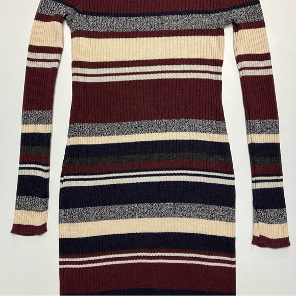 LOGG Striped Midi Sweater Dress w/ Crew Neck in Wool Blend Rib Knit Small - Picture 8 of 11